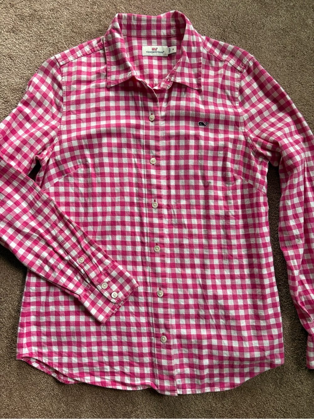 Vineyard Vines Women’s plaid flannel button down shirt cozy warm size 8 EUC